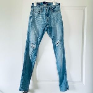 Ripped skinny jeans with bleach splatter Hollister